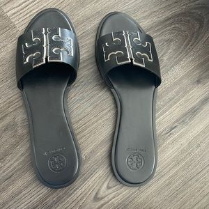 Black Tory Burch Leather Slides - size 8.5